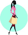 Graphic of a woman with a shopping bag