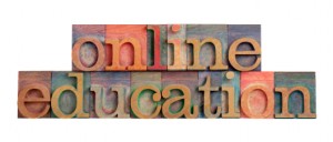 online education for webinar promotion in block letters