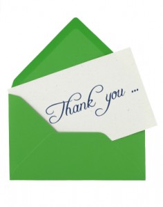 thank you note for a blogger or journalist