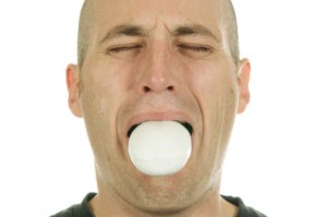 man with soap in mouth