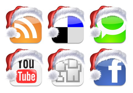 icons--social media buttons with santa hats