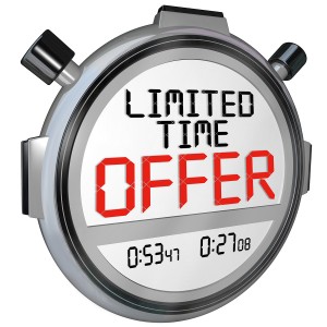 The words Limited Time Offer on a stopwatch or timer 