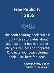Free Publicity Tip 55--Adult coloring books