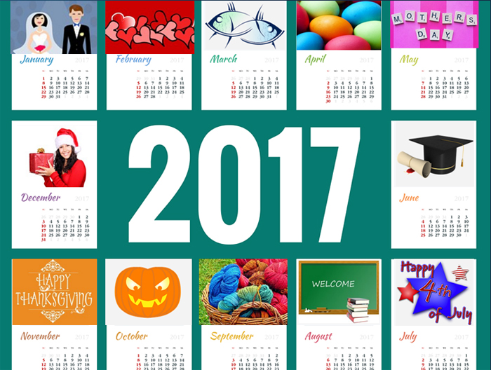 2017 monthly calendar 